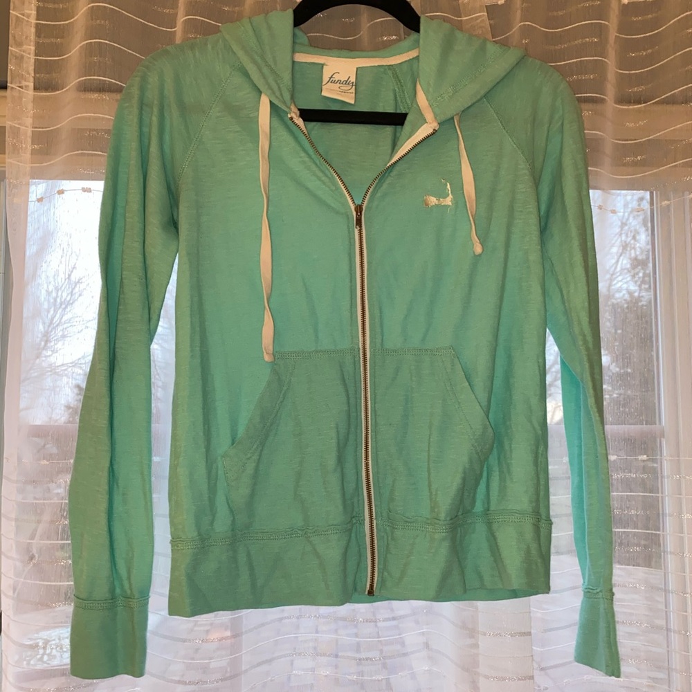 Blue hooded zip up sweatshirt